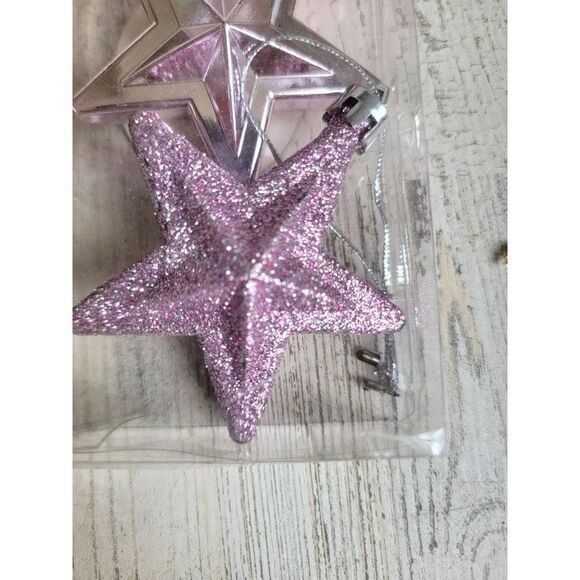 Enchanted Forest glitter tree star ornament set Xmas shatterproof - Picture 8 of 8